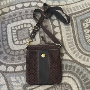 Brown Coach Monogram Crossbody Bag